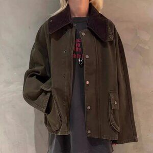 NWT Denimist Oversized Field Jacket Olive Military Green Causal XS/S/M